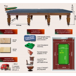 Бильярдный стол для русской пирамиды "Синьор" (12 футов, сосна, борт ясень, 35мм камень)