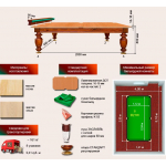 Бильярдный стол для пула "Корнет" (8 футов, сосна, борт ольха, ЛДСП 16-18)