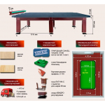 Бильярдный стол для русской пирамиды "Гранд" (10 футов, сосна, борт ольха, сланец 25мм)
