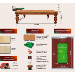 Бильярдный стол для русской пирамиды "Корнет" (8 футов, сосна, борт ольха, ЛДСП 16-18)